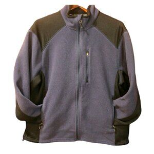 Tek Gear Men's Blue Black Fleece Full Zip Jacket Medium Outdoor Layering